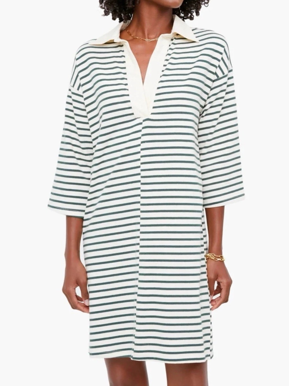Tuckernuck Green Stripe Ashton Knit Polo Dress Large